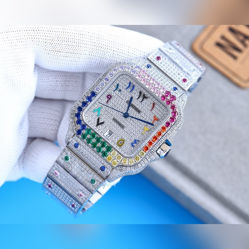 Cartier Santos de Cartier Silver Diamond Circle Stellar Shock-3