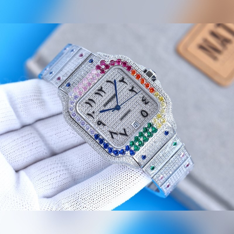 Cartier Santos de Cartier Silver Diamond Circle Stellar Shock-4