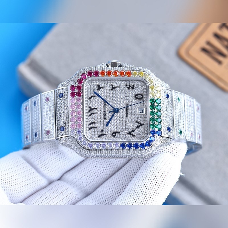 Cartier Santos de Cartier Silver Diamond Circle Stellar Shock-5