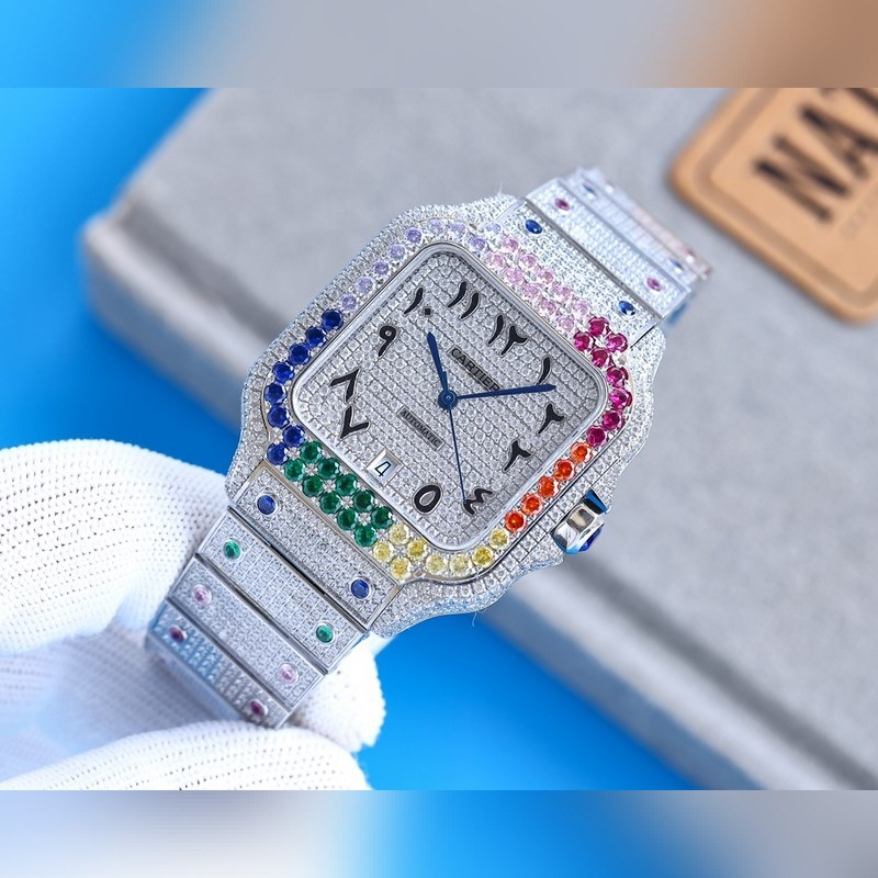 Cartier Santos de Cartier Silver Diamond Circle Stellar Shock-6