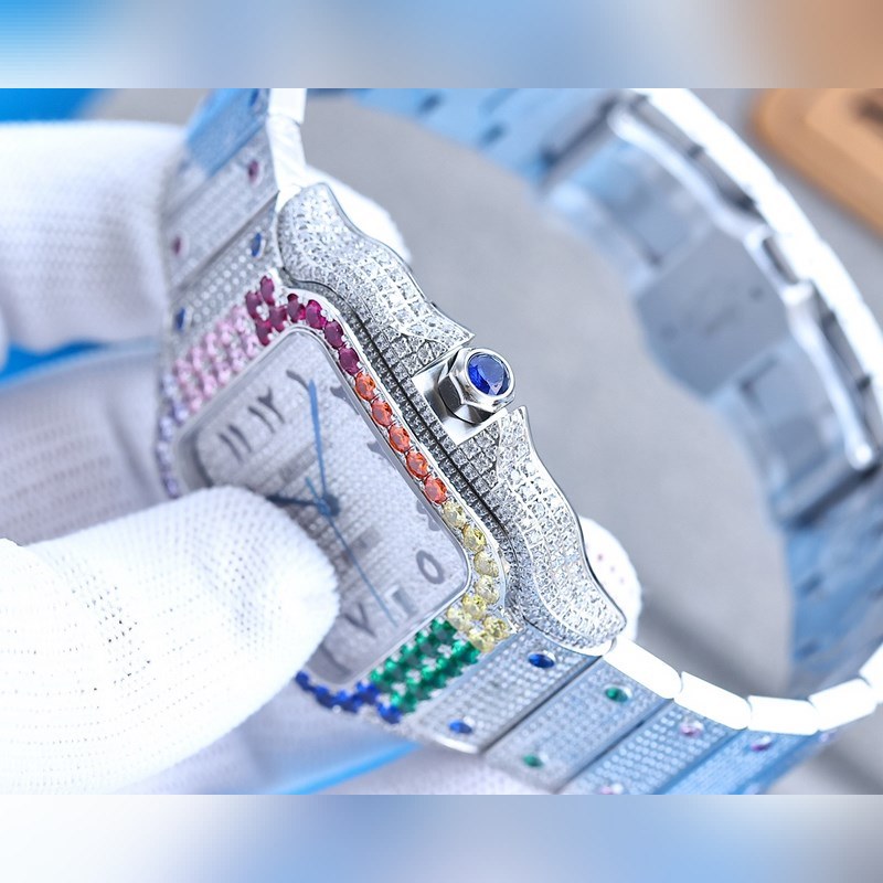 Cartier Santos de Cartier Silver Diamond Circle Stellar Shock-7