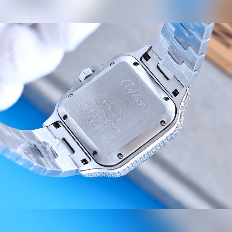 Cartier Santos de Cartier Silver Diamond Circle Stellar Shock-8