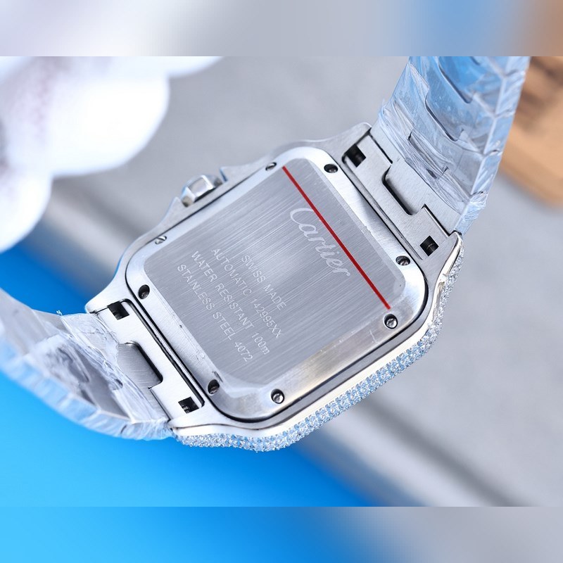 Cartier Santos Silver Diamond Bangle Stunning Full Star Edition-7