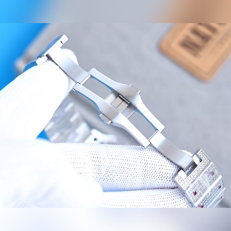 Cartier Santos Silver Diamond Bangle Stunning Full Star Edition-8