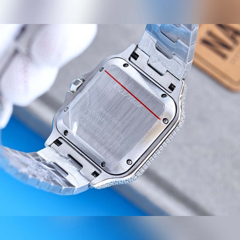 Cartier Santos de Cartier Silver Diamond Full Moon Ring-7