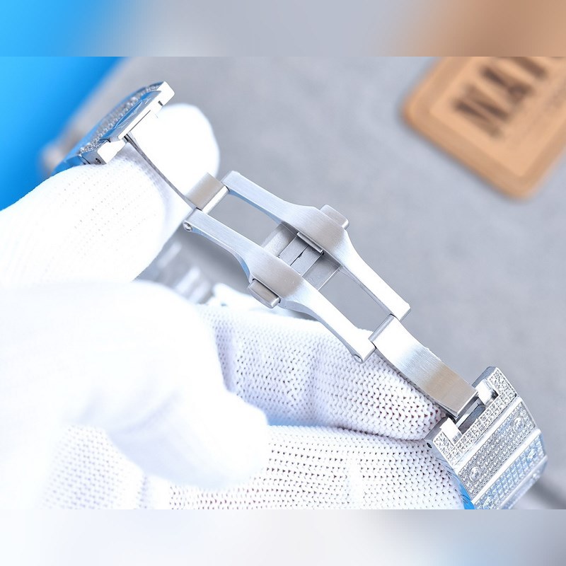 Cartier Santos de Cartier Silver Diamond Full Moon Ring-8