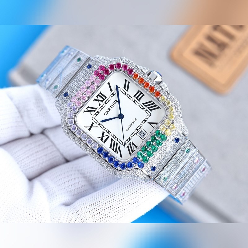 Cartier Santos de Cartier Silver Diamond Ring with Starry Sky Design-2