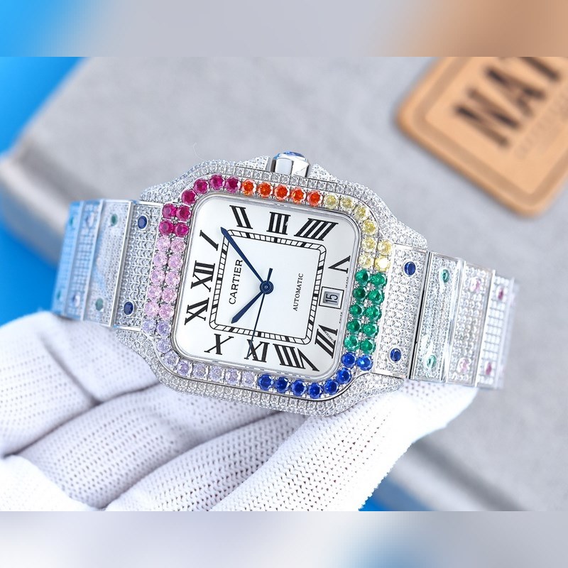 Cartier Santos de Cartier Silver Diamond Ring with Starry Sky Design-3