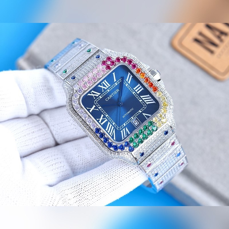 Cartier Santos de Cartier Silver Diamond Ring with Starry Sky Design-4