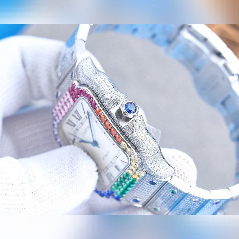 Cartier Santos de Cartier Silver Diamond Ring with Starry Sky Design-6