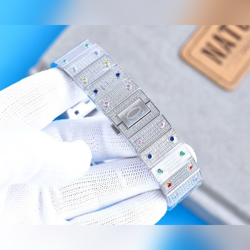 Cartier Santos de Cartier Silver Diamond Ring with Starry Sky Design-8