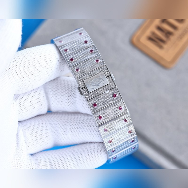 Cartier Santos de Cartier Silver Diamond-Studded Replica Watch-8