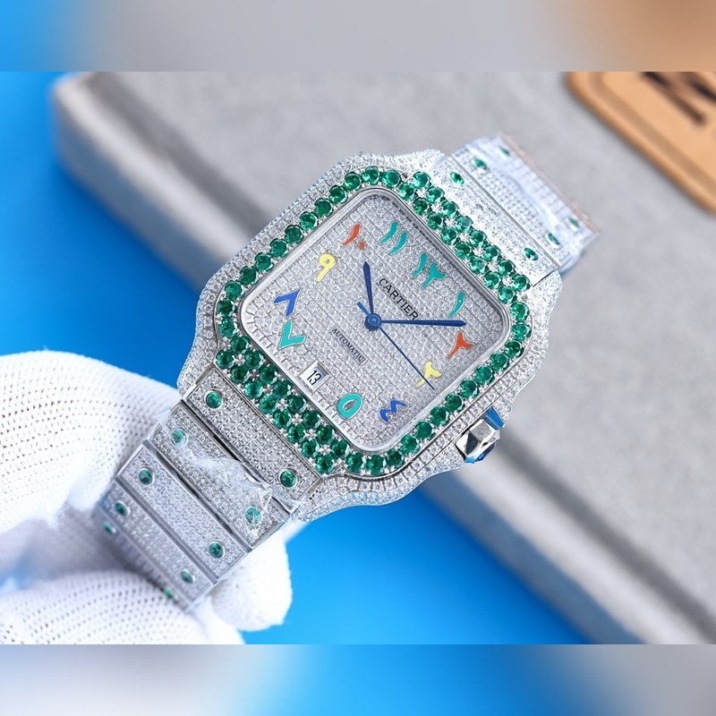 Cartier Santos de Cartier Silver Diamond-Studded Bangle-7