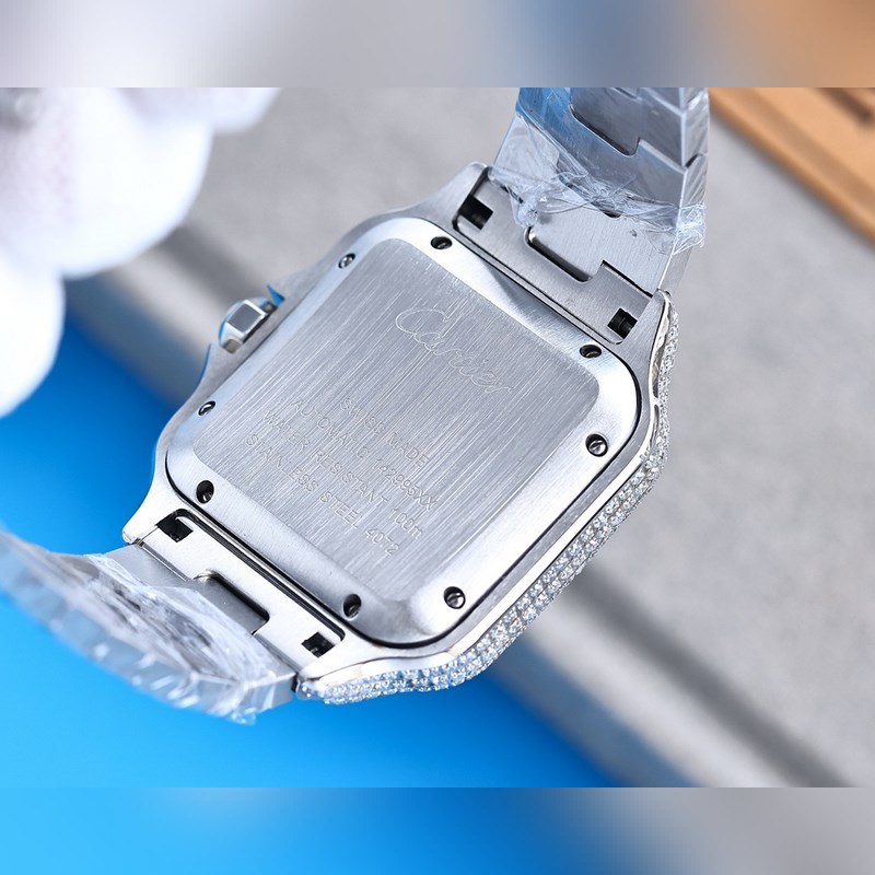 Cartier Santos de Cartier Silver Diamond-Studded Bangle-8