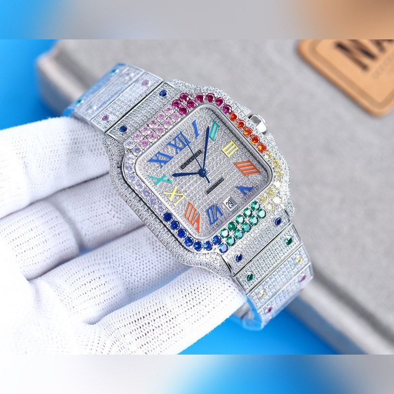 Cartier Santos de Cartier Silver Diamond Set Ring-3