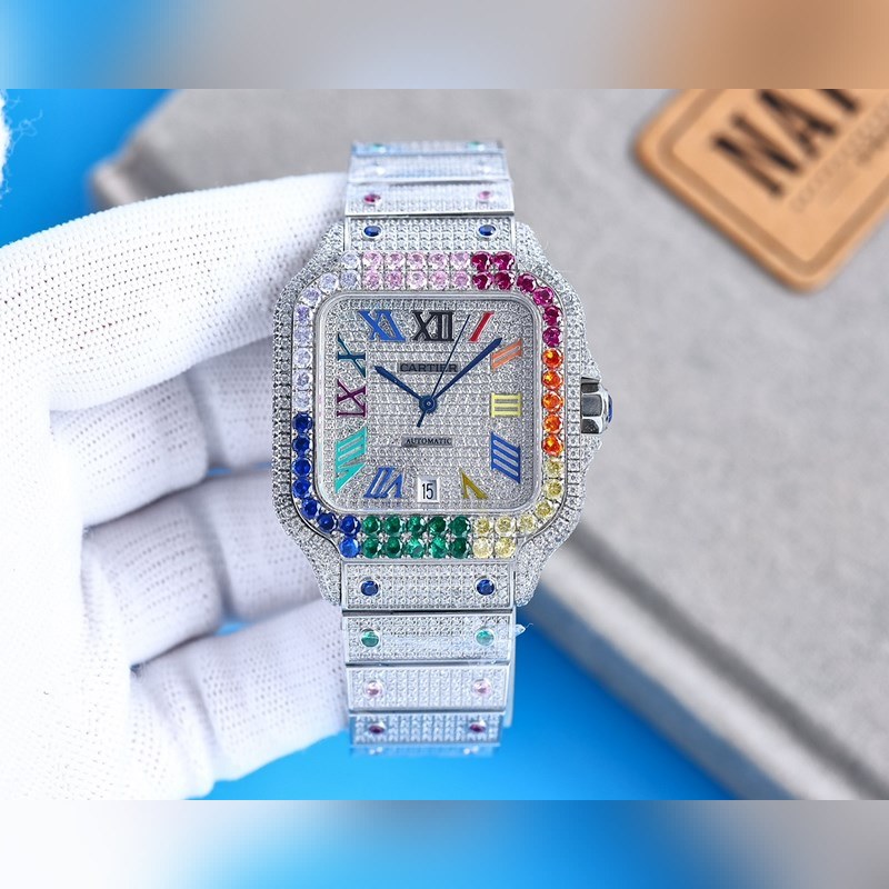 Cartier Santos de Cartier Silver Diamond Set Ring-4