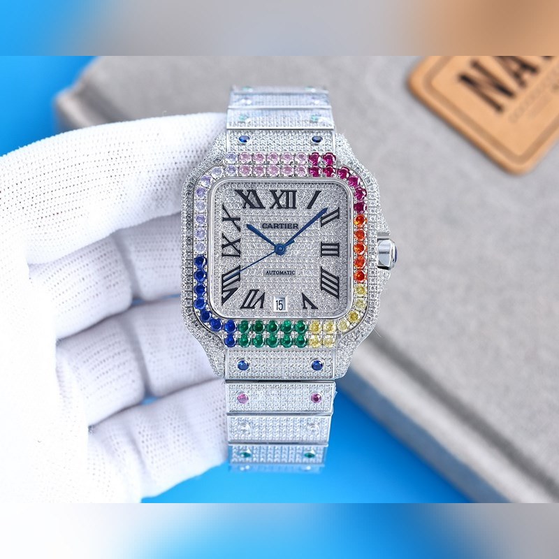 Cartier Santos de Cartier Silver Diamond Set Ring-5