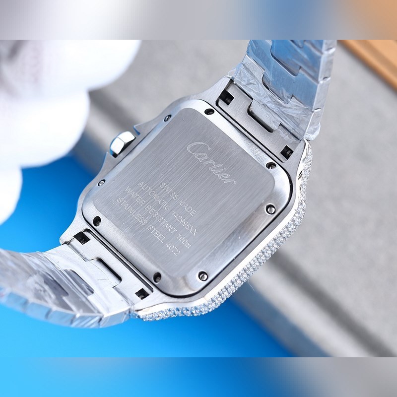 Cartier Santos de Cartier Silver Diamond Set Ring-7