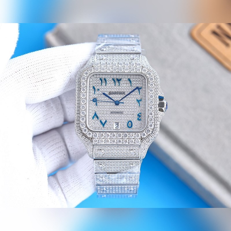 Cartier Santos de Cartier Silver Diamond-Studded Ring-5