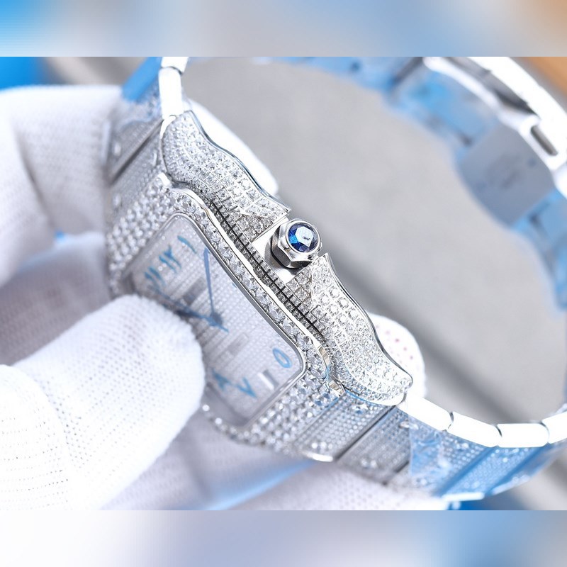 Cartier Santos de Cartier Silver Diamond-Studded Ring-6