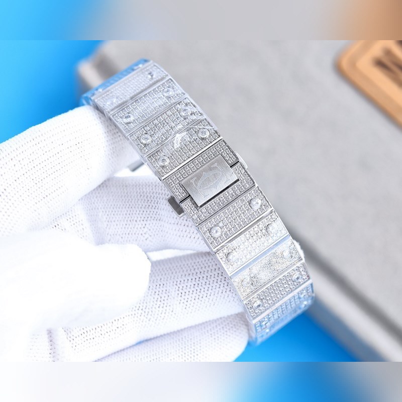 Cartier Santos de Cartier Silver Diamond-Studded Ring-8