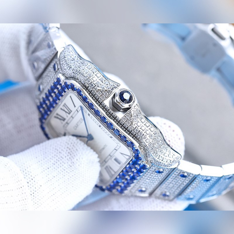 Cartier Santos Demoiselle Silver Diamond Ring Stunning Quality-8