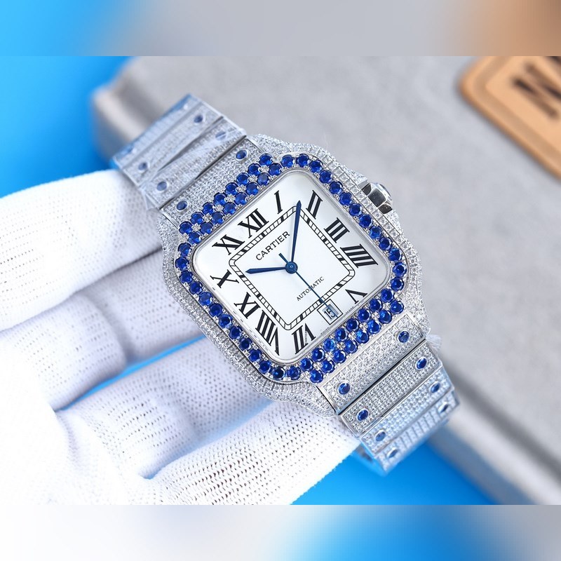 Cartier Santos Silver Diamond Ring Stellar Elegance Unveiled-4