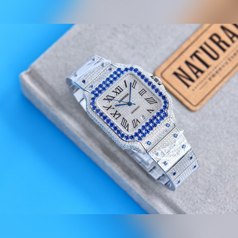 Cartier Santos de Cartier Silver Diamond Ring Stunning Starry Night-2