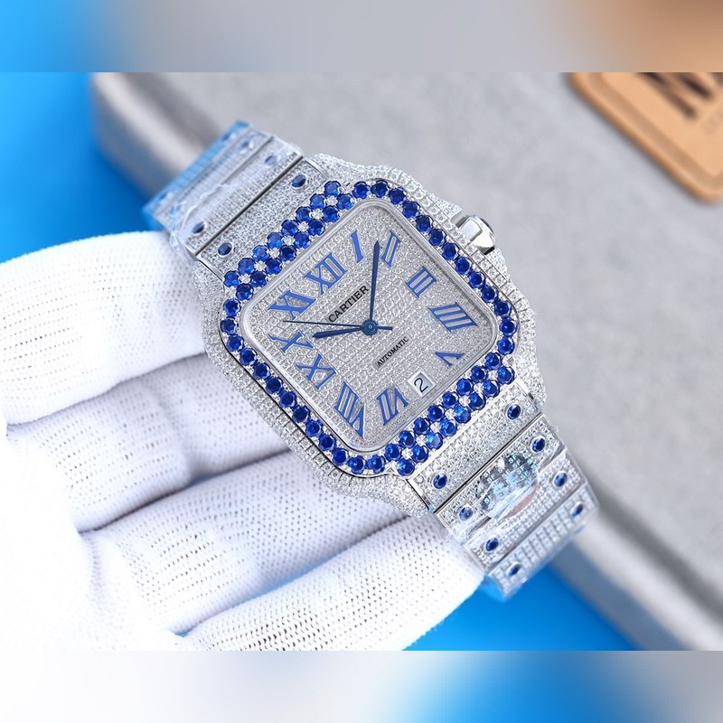 Cartier Santos de Cartier Silver Diamond Ring Stunning Starry Night-3