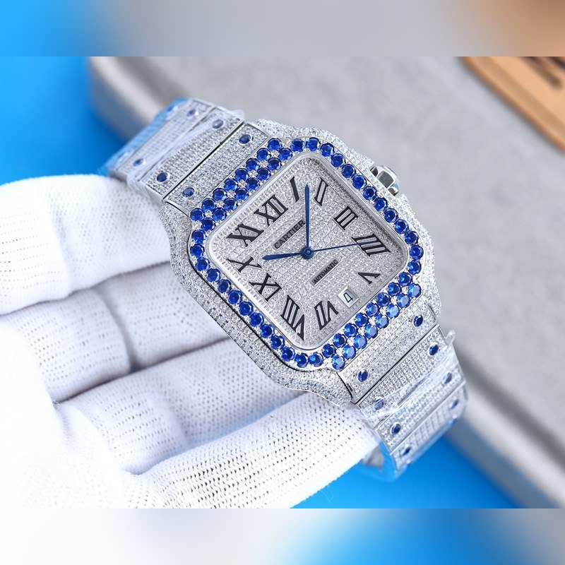 Cartier Santos de Cartier Silver Diamond Ring Stunning Starry Night-4