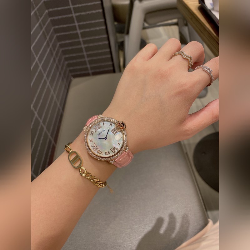 Cartier Ballon Bleu Two-Hand Half Pearl Mother of Pearl Dial Luxury Replica Watch-2