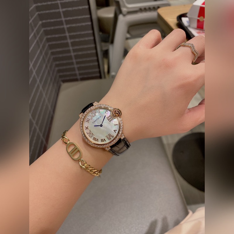 Cartier Ballon Bleu Two-Hand Half Pearl Mother of Pearl Dial Luxury Replica Watch-3
