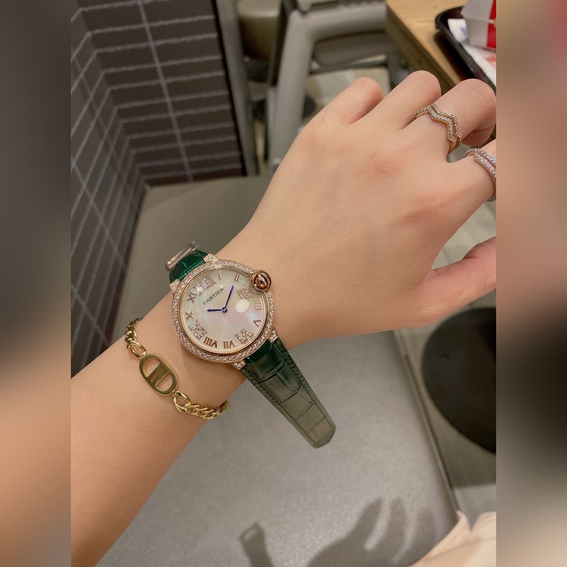 Cartier Ballon Bleu Two-Hand Half Pearl Mother of Pearl Dial Luxury Replica Watch-5