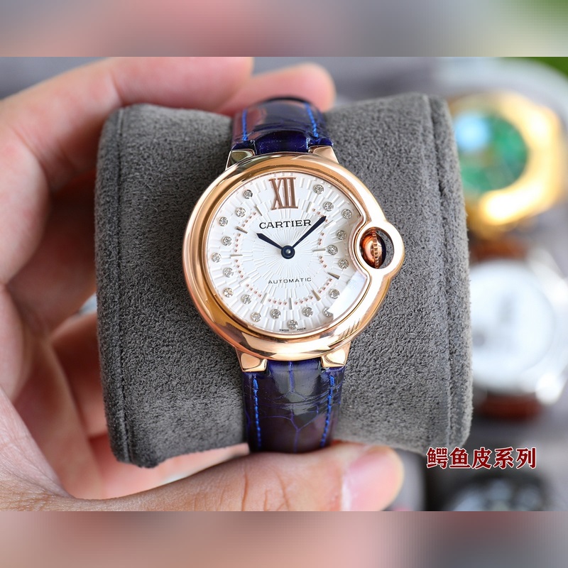 Cartier Ballon Bleu Series 33 36 Genuine Crocodile Leather High-Quality Replica Watch-4
