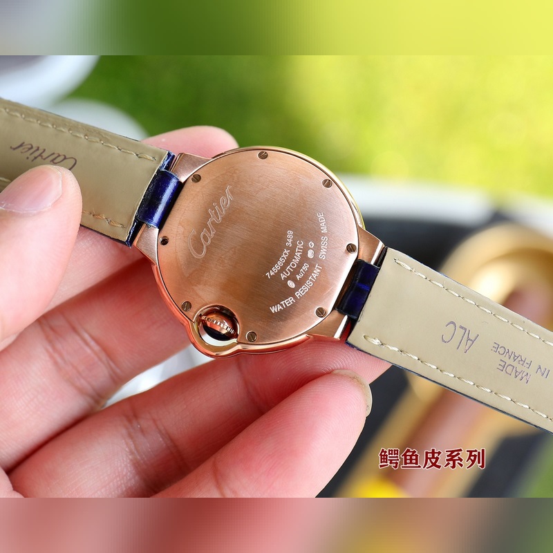 Cartier Ballon Bleu Series 33 36 Genuine Crocodile Leather High-Quality Replica Watch-7