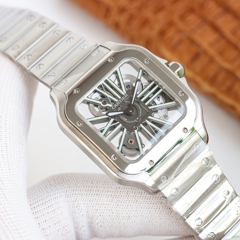 Top Replica Cartier Santos Skeleton 39.8mm High Quality-4
