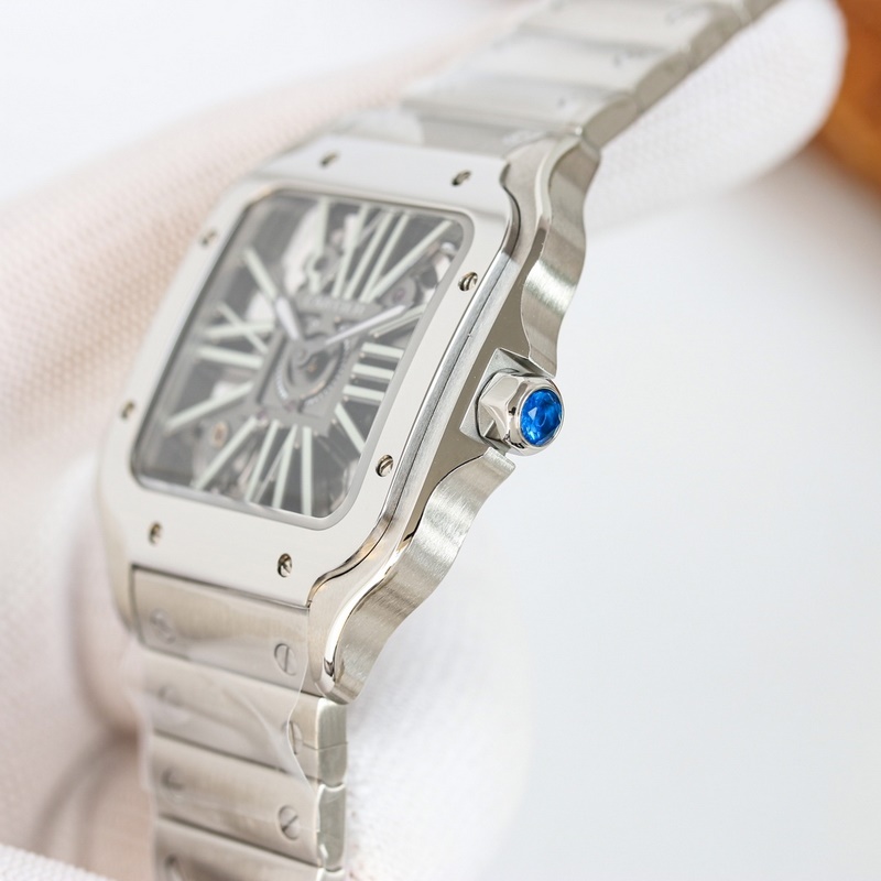 Top Replica Cartier Santos Skeleton 39.8mm High Quality-6
