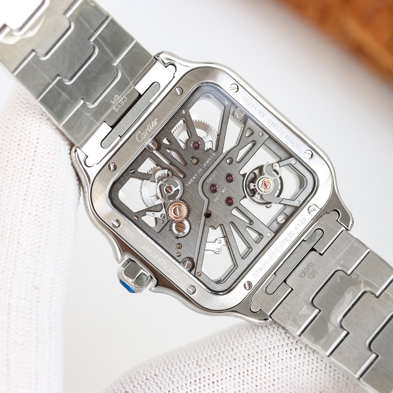 Top Replica Cartier Santos Skeleton 39.8mm High Quality-7
