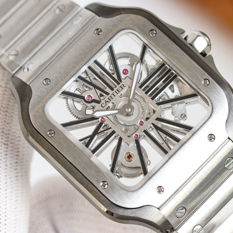 High-Quality Cartier Santos Skeleton 39.8mm Authentic Parameters-2