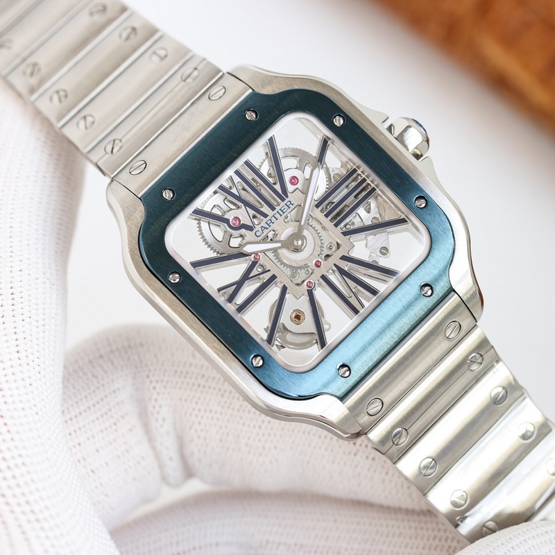 High-Quality Cartier Santos Skeleton 39.8mm Authentic Parameters-3