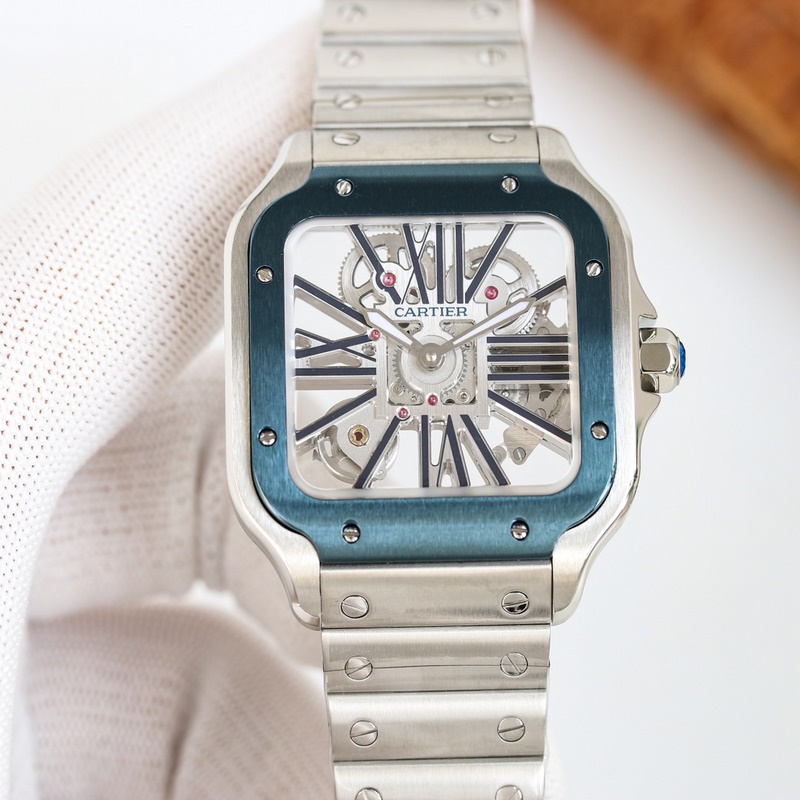 High-Quality Cartier Santos Skeleton 39.8mm Authentic Parameters-4