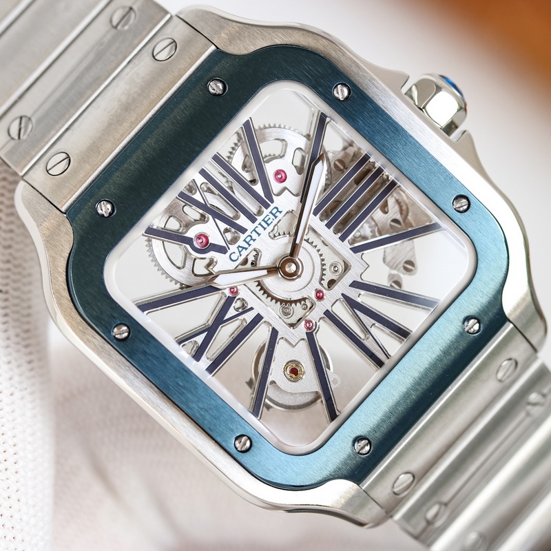 High-Quality Cartier Santos Skeleton 39.8mm Authentic Parameters-5