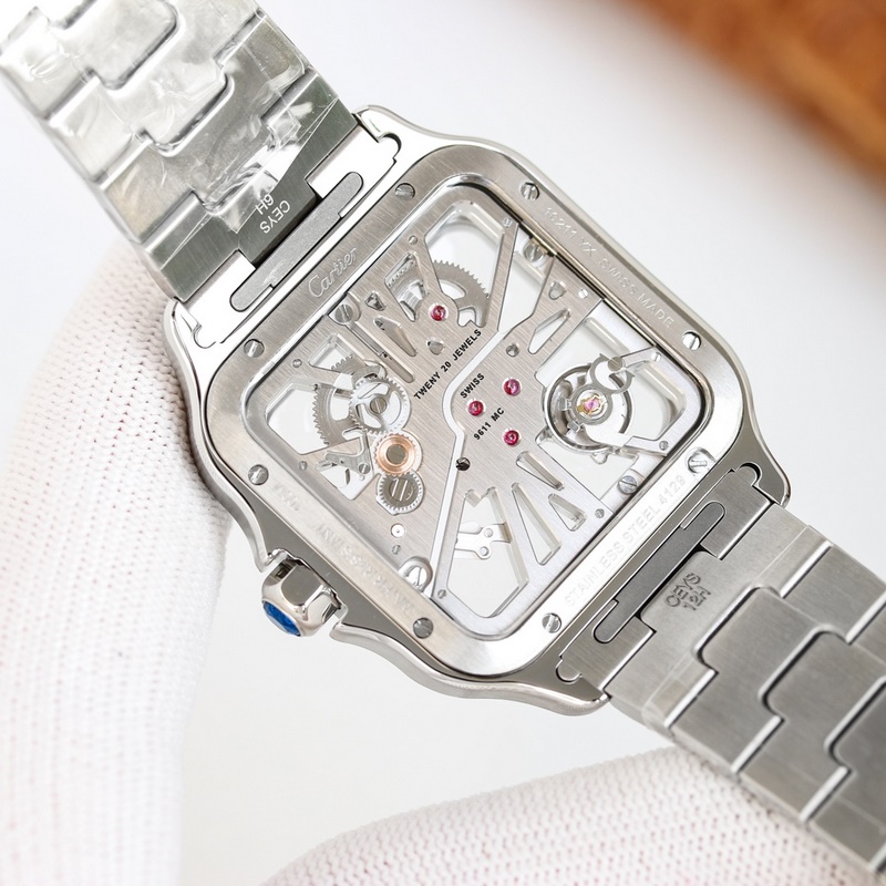 High-Quality Cartier Santos Skeleton 39.8mm Authentic Parameters-7