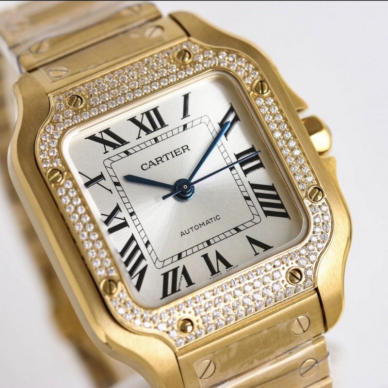 Cartier Santos Series Replica Watch Sapphire Glass Lens with Fish-eye Feature-2