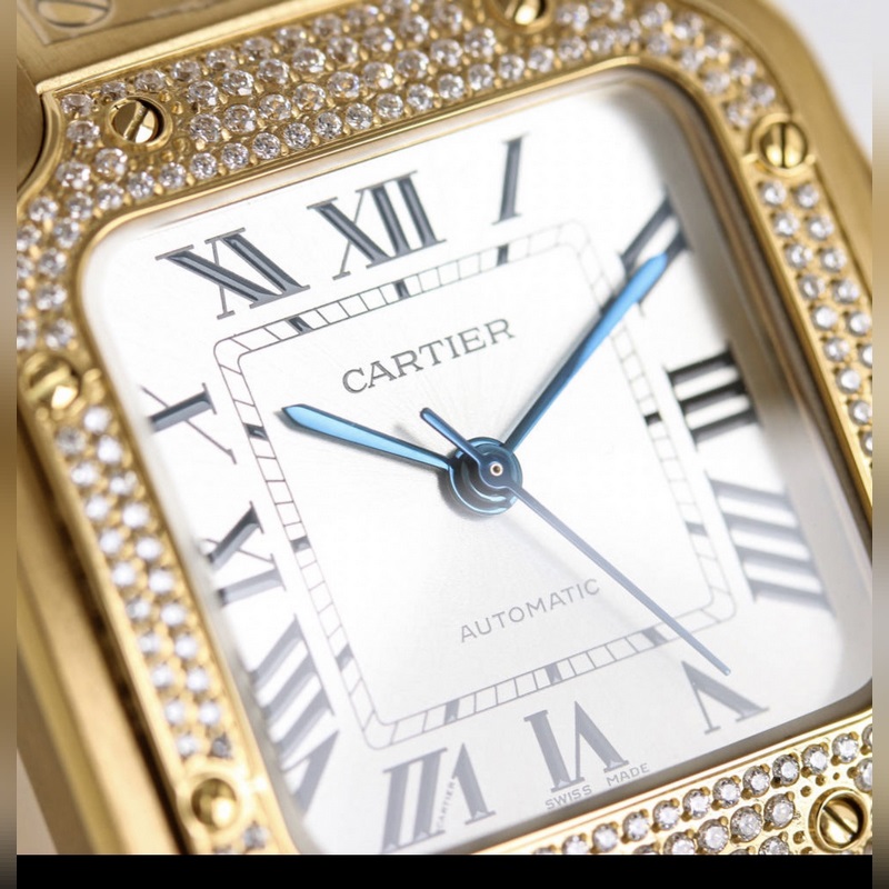 Cartier Santos Series Replica Watch Sapphire Glass Lens with Fish-eye Feature-3