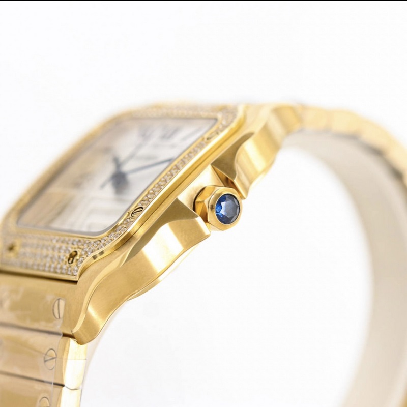 Cartier Santos Series Replica Watch Sapphire Glass Lens with Fish-eye Feature-5