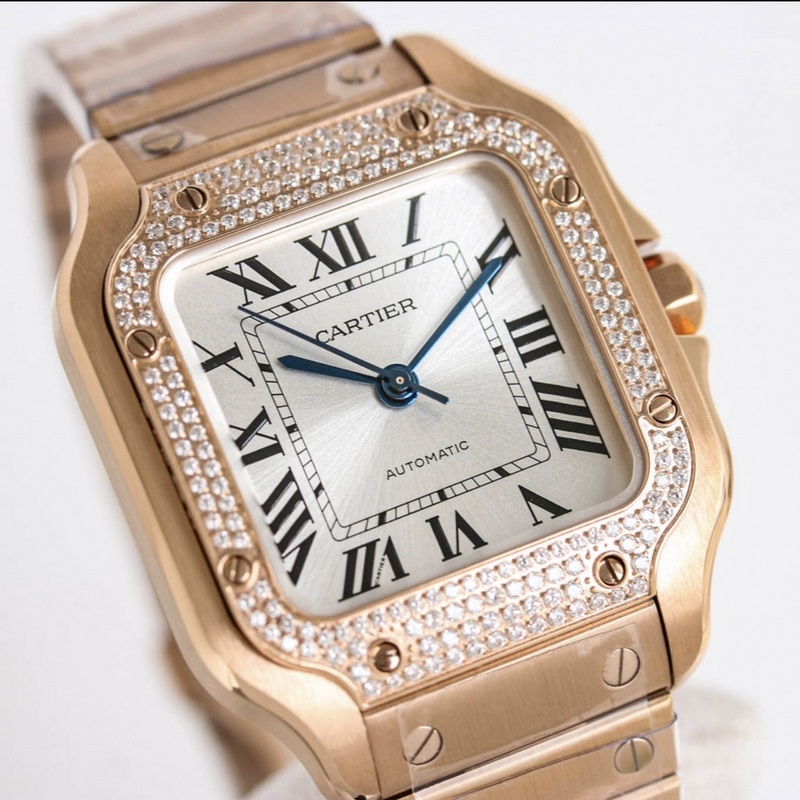 Cartier Santos Series Replica Watch Sapphire Crystal Eye-catching Features High Quality-3