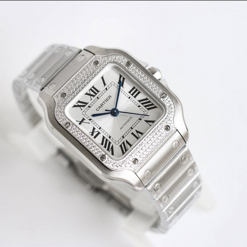 Cartier Santos Series Replica Watch Sapphire Crystal&Fish-Eye Glass Features-2