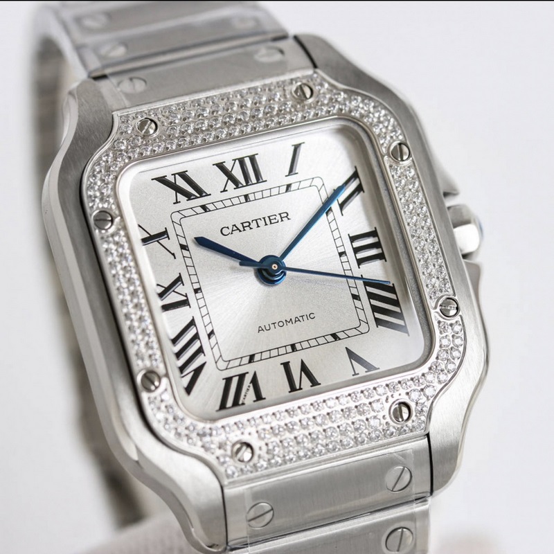Cartier Santos Series Replica Watch Sapphire Crystal&Fish-Eye Glass Features-4