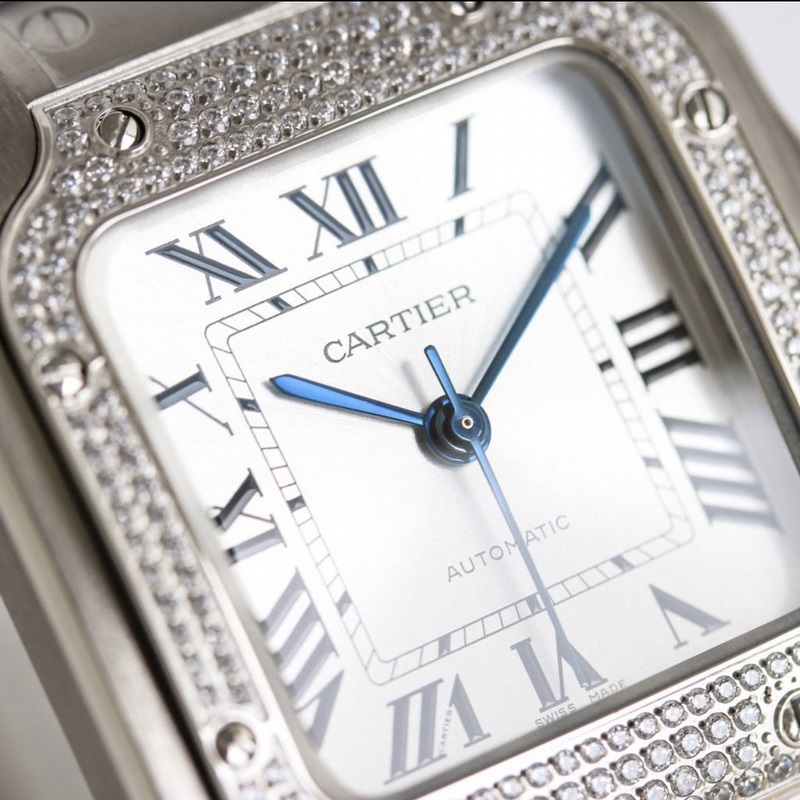 Cartier Santos Series Replica Watch Sapphire Crystal&Fish-Eye Glass Features-5